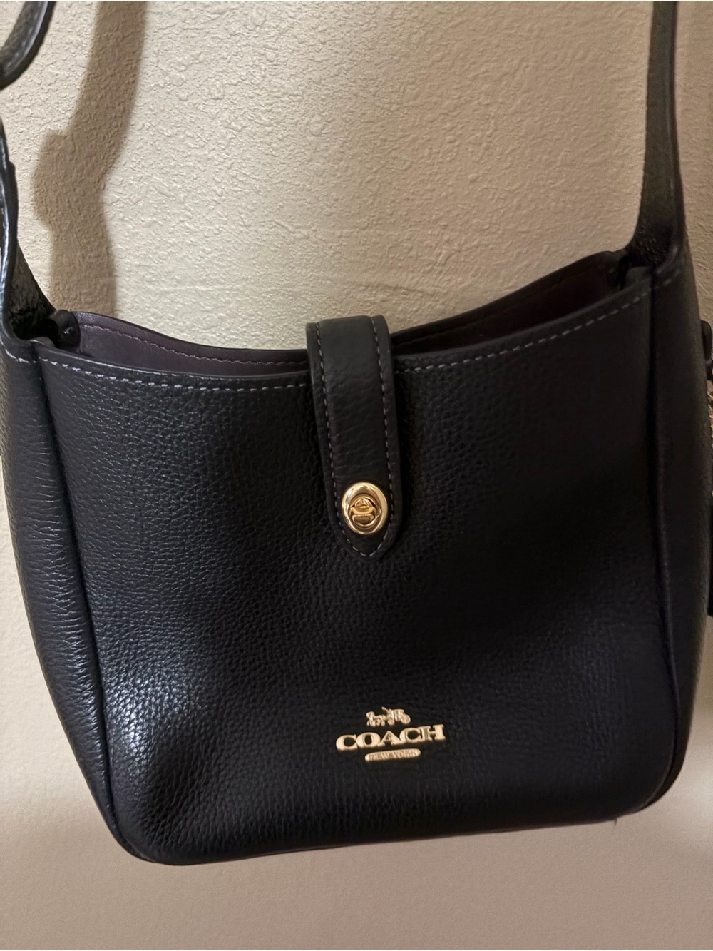 Coach Black Pebbled Leather crossbody Bag with Gold Hardware